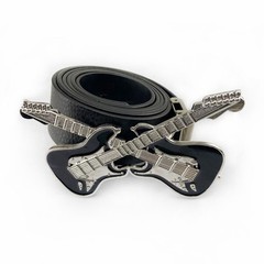 Vintage Style Black Color Enamel Guitar Music Belt Buckle for Adult Unisex