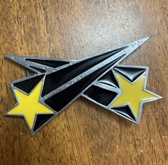 SHOOTING STARS PEWTER & ENAMEL BELT BUCKLE MOBTOWN US MADE
