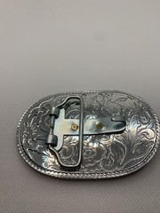 Silver And Gold Toned Longhorn Steer Cattle Belt Buckle Cowboy Cowgirl
