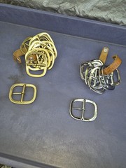 Lot of 21 (x9)CHROME FINISH & (x12)SOLID BRASS BELT BUCKLES FITS 1 »-1.25 »Belt