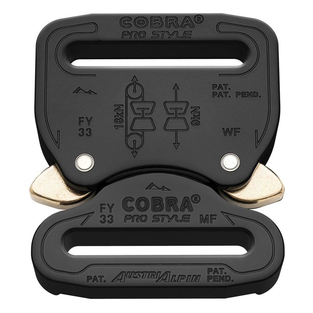 AustriAlpin 33mm Black Cobra Belt Buckle – Male Adjustable Female Fixed FY33KFF