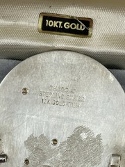 Hand Engraved BHJ CO. Sterling and 10k multi color gold Belt buckle Used