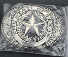 The State of Texas Flag Star Silver Belt Buckle