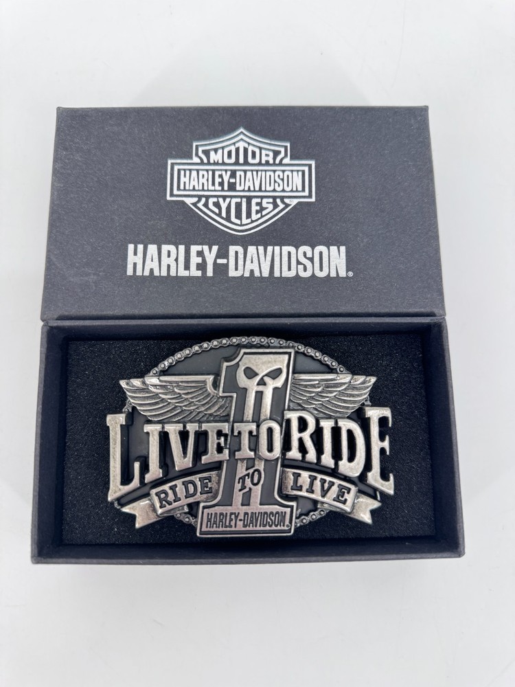 LIVE TO RIDE HARLEY DAVIDSON BELT BUCKLE MOTORCYCLE VINTAGE