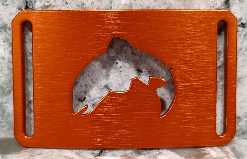 GRIP6 BELT BUCKLE – NATURALIST SALMON FISH – FOXTAIL ORANGE – 1.5 INCH WIDE