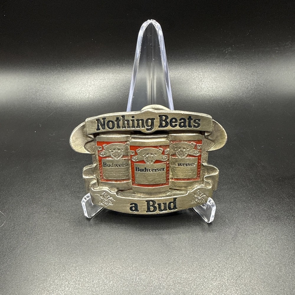 Vintage 1990s « Nothing Beats A Bud » Anheuser-Busch Budweiser Belt Buckle