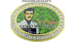 Jesus Malverde Belt Buckle Gold Metal New Men Women Marijuana Weed Iced Style