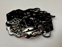 Flaming Hot Dice Gambling Board Game Casino NOS Belt Buckle by Silver Moon