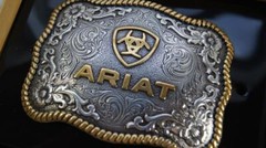 Ariat Western Belt Buckle Filigree Shield Berry Edge Silver Gold A37007