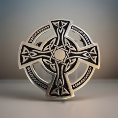 St. Justin Celtic Cross Pewter Belt Buckle Fits 40 mm Belt-New