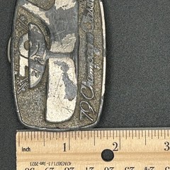1979 Champagne Classic Golf Belt Buckle Silver Tone Pewter 70s