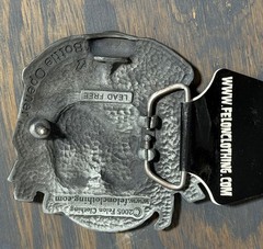 NOS Y2K Lucky 13 Apparel Felon Metal Belt Buckle Zombie Cat Cross my Path Tattoo