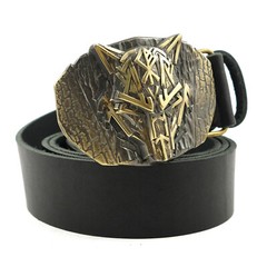 Runic Wolf Belt buckle, Scandinavian Old Norse Celtic wild animal werewolf