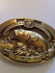 Vintage Bass Anglers Sportsman Society 3D Belt Buckle 1993