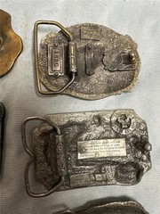 Six Vintage Fishing Belt Buckles Bass, etc.