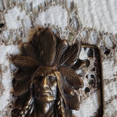 Bergamot Brass Works Vintage Native American Warrior Brass Belt Buckle J-60 1.5&Prime;