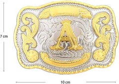 Initial Letters ABCDJST to Z Cowboy Rodeo Unisex Fashion Large Gold Belt Buckles