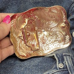 Four Aces Western Belt Buckle Cowboy Rodeo Jeans Buckle Silver & Rosetone