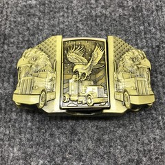 Antique Brushed Eagle Truck Belt Buckle Lighter Holder, Stock in US