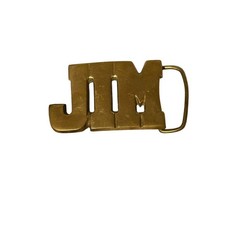 Vintage Solid Brass JIM Name Belt Buckle Gold Personalized Jimmy James