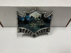 Pewter Belt Buckle Iron Eagle Rebel Rider Motorcycle Biker Bradford Exchange