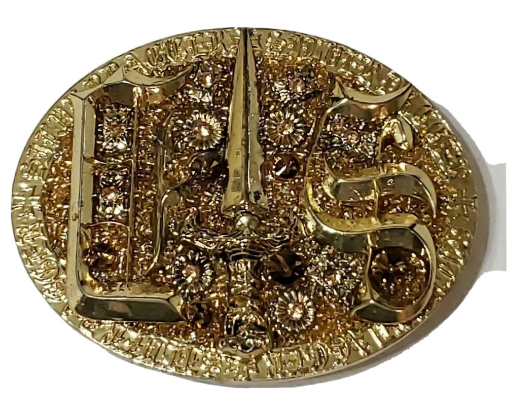 Gold Plated Crystal Belt Buckle by SILVER DAGGER Mythical Dungeon Theme $295