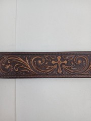 Nocona Silver Tone Western Cross Turquoise Inlay Rectangular Large Belt Buckle