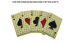 Royal Flush Blinged Iced Style Gold Rhinestones Las Vegas Poker Belt Buckle New