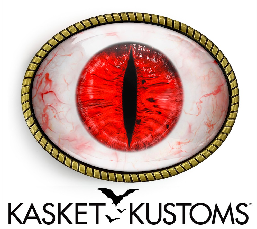 Bloodshot Eye Belt Buckle – Taxidermy Cat Eyeball Belt Buckle – 8-3-E