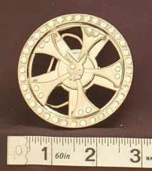 Silver Toned Retro Rotating Wheel with Clear Rhinestone  2.5&Prime; BELT BUCKLE