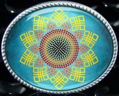 Sunflower Belt Buckle – Abstract Mother Nature Handmade Oval Buckle – 708