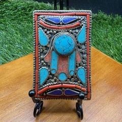 Vintage Tibetan Belt Buckle waist trap Turquoise Coral Clasp