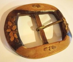 Vintage Hand Carved Wood Belt Buckle Fits 1-1/2&Prime; Belt Unisex Hippie Dude Chick