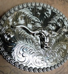Western Rodeo, Bull Riding with 3-D Bull or Steer metal belt Buckle, New! #6