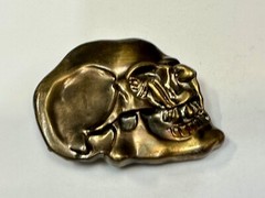 Bronze Tone Skull Head Creepy Halloween Vintage Belt Buckle