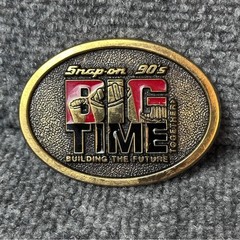 Vintage Snap On Tools 90s brass belt buckle Big Time 2.5”x3” y2k collectible
