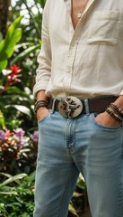 Men Buckle Silver Metal Native Warrior Dance Indian Casual Day Western Fashion