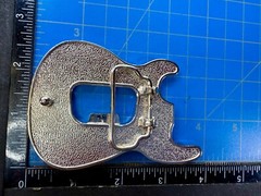 Rock Star Musician Guitar Body with Bottle Opener Black Enameled Belt Buckle