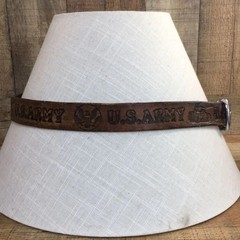 US Army Vintage Brown Leather Buckle Belt Mens One Size