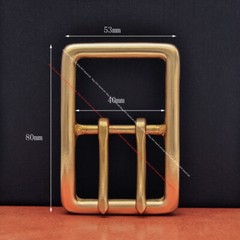 BIG HEAVY DUTY SOLID BRASS MIDDLE BAR DOUBLE PIN BELT BUCKLE LEATHERCRAFT BUCKLE