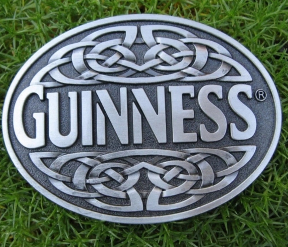 Guinness Celtic Knot Antique Silver Metal Belt Buckle