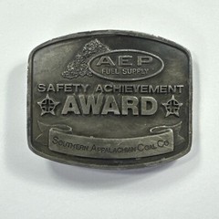 Vintage Southern Appalachian Coal Co Safety Award Belt Buckle AEP Fuel Supply