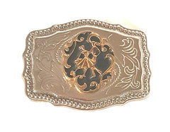 Belt Buckle Dancing Couple Made in the USA Embossed Black/Silver/Gold tone