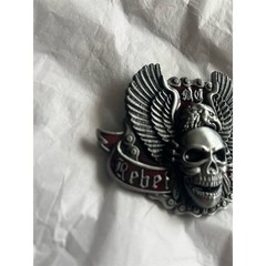 Rebel Rider Skull Wings Clamp Closure Buckle Gray Men&rsquo;s Vintage