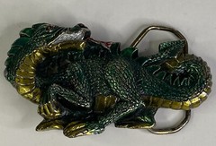 Vintage 1984 Baron Solid Brass Multi-Color “Dragon” #H1422 3” 3D Belt Buckle