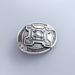 Vintage Silver Plated Oval Cross Celtic Knot Southwest Belt Buckle Boucle