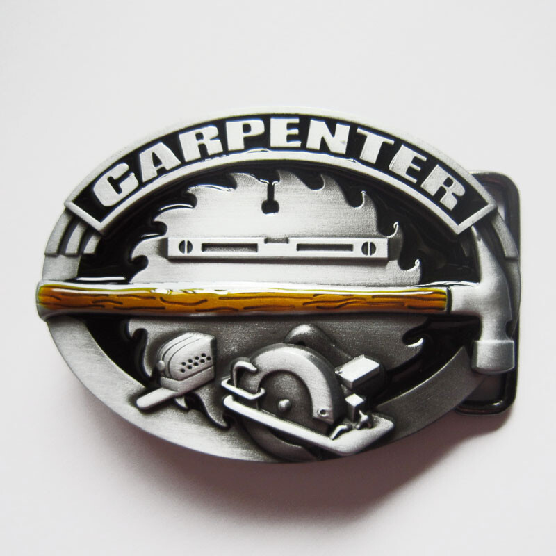 Carpenter Tradesman Hammer Tools Enamel Metal Belt Buckle
