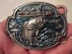 VINTAGE BASS SPORT FISHING DESIGN BELT BUCKLE – HEAVY BUCKLE – GW7
