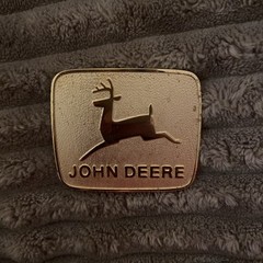 Vintage John Deere Belt Buckle Gold Tone Running Deer Logo Western Style