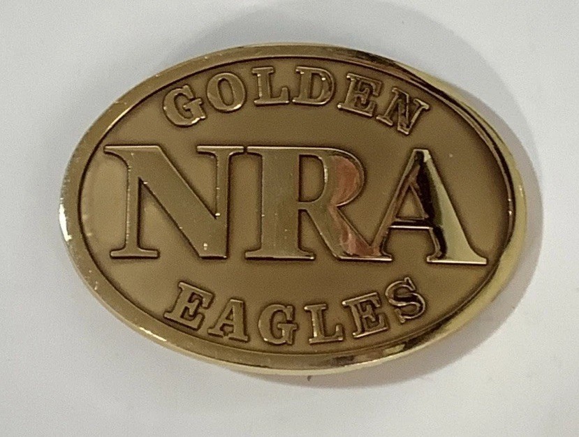 Golden Eagles Belt Buckle NRA National Rifle Association Gold-Tone Metal Oval